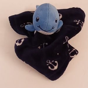 HB Hudson Baby Lovey Lovie Whale Plush Size One 14x14 Size blue-white colors